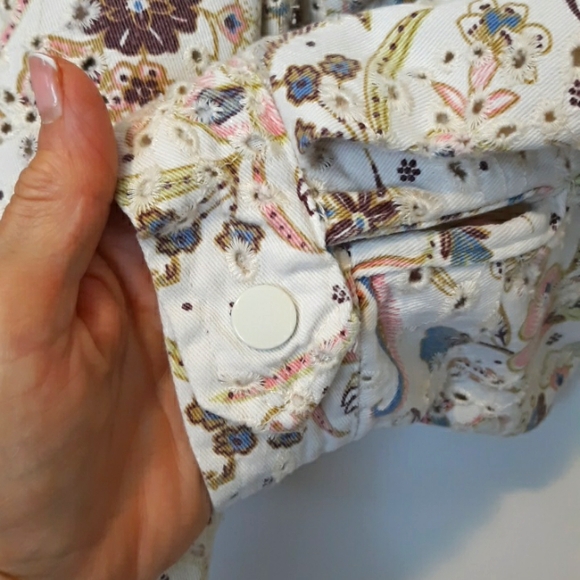 Solitaire Anthropologie Embroidered Cotton Eyelet Multicolor Snap Front Jacket L - Picture 4 of 8